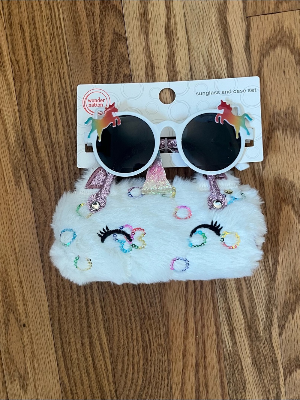 wonder nation White Unicorn Sunglasses with Rainbow Accents New